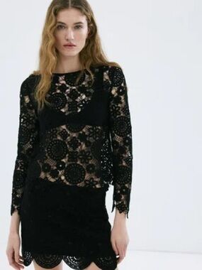 Chic Black Crochet Blouse